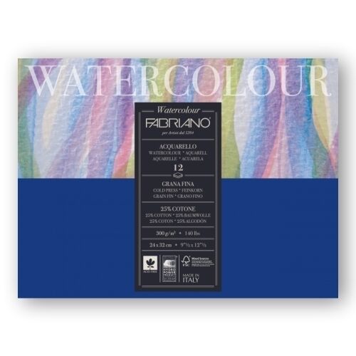 Bloco Watercolour Fabriano 24X32cm 300grs Colado - PapelojaFabriano