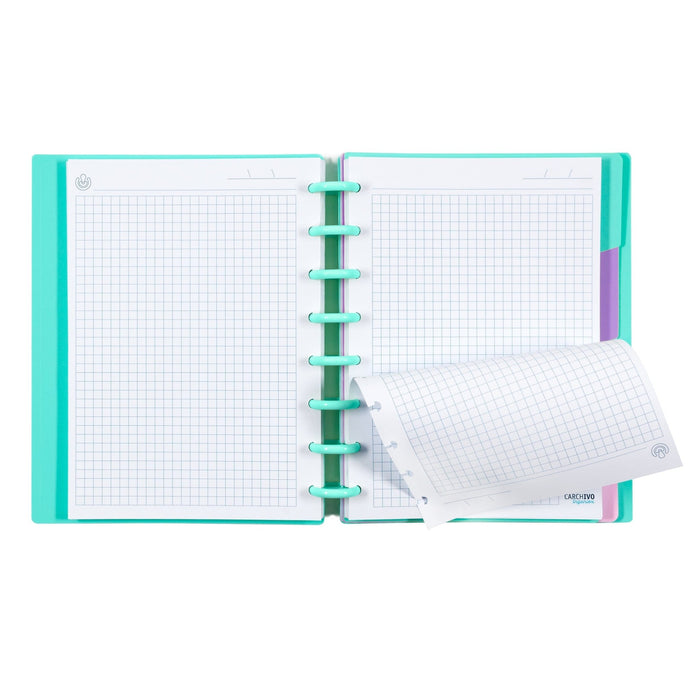 Caderno ingeniox A5 100 Folhas Quadriculado Cores Pastel - PapelojaCarchivo