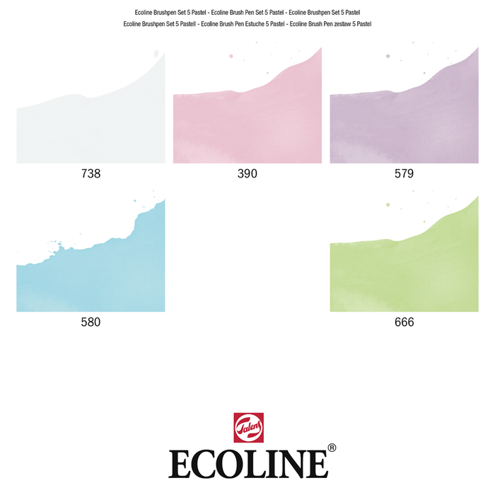 Canetas Ecoline Brush Pens Pastel 5 uni - PapelojaEcoline