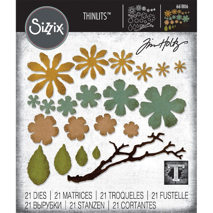 Cortante Sizzix Thinlits Small Tattered Florals Tim Holtz - PapelojaSizzix