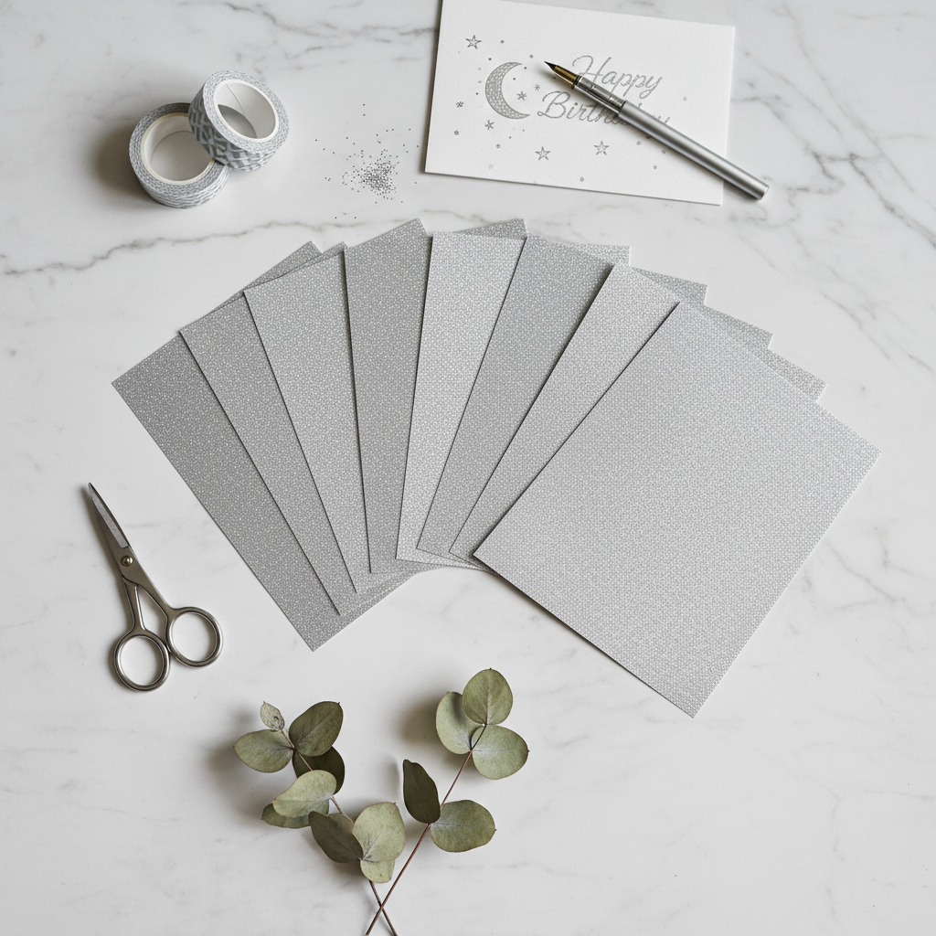 Flat lay Cartolina Glitter Prata