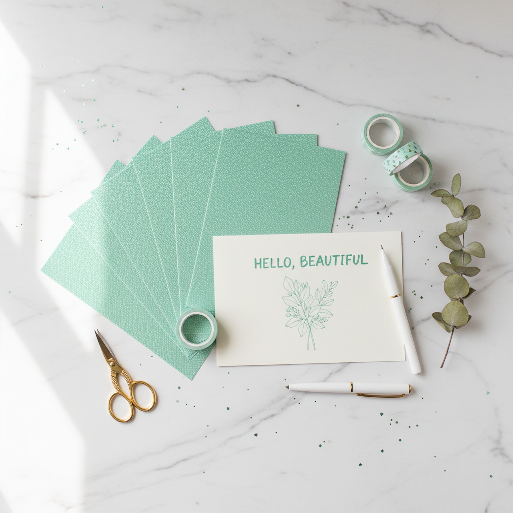 Flat lay Glitter Verde Menta