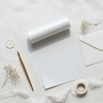 Flat lay Papel Majestic Marble White