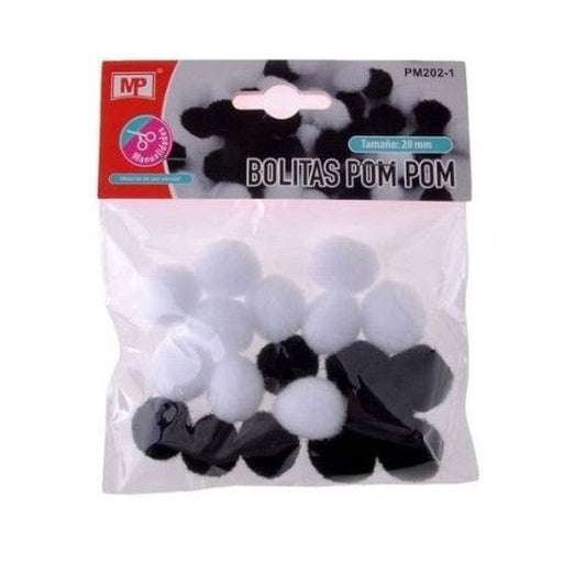 Pompons 20mm MP Preto/Branco - PapelojaMP