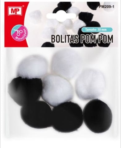 Pompons 25mm MP Preto/Branco - PapelojaMP