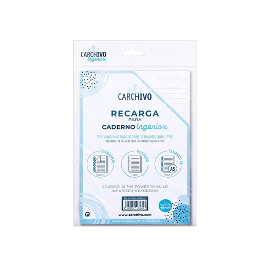 Recarga Caderno ingeniox A5 50 Folhas Pautado - PapelojaCarchivo8422951063613
