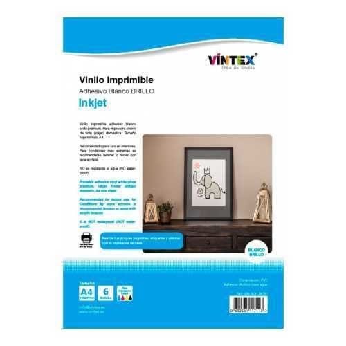 Vintex Artes e trabalhos manuais 20 folhas Vinil Imprimível Adesivo Branco Brilho A4